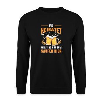 JGA Partnerlook Junggesellenabschied Bier Saufen - Unisex Pullover - Schwarz - Vorne - Alina (178cm) & Michal (187cm)