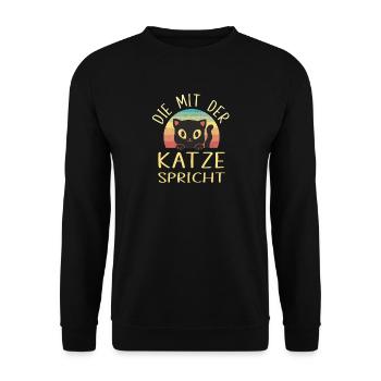Katzenmama Geschenk Katzen Mama Katzenliebhaberin - Unisex Pullover - Schwarz - Vorne - Alina (178cm) & Michal (187cm)