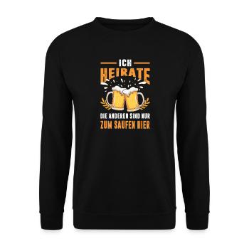 JGA Partnerlook Junggesellenabschied Bier Saufen - Unisex Pullover - Schwarz - Vorne - Alina (178cm) & Michal (187cm)