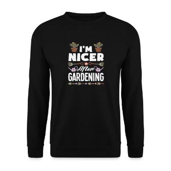 Ich Bin Netter Nach Gardenin Netter Gärtner - Unisex Pullover - Schwarz - Vorne - Alina (178cm) & Michal (187cm)
