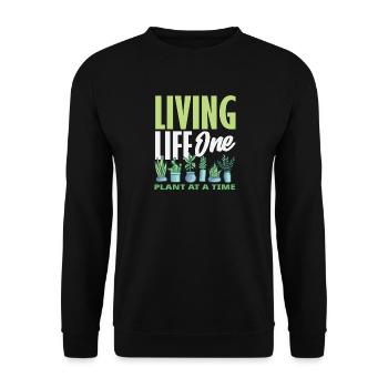 One Plant At A Time Plant Lovers - Unisex Sweatshirt - black - Front - Alina (178cm) & Michal (187cm)