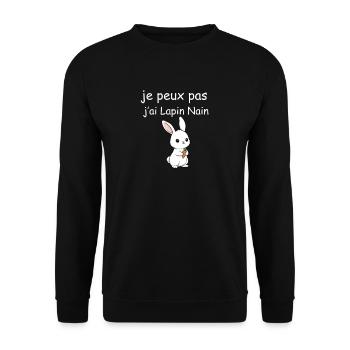 Ich kann nicht, ich habe Miniaturkaninchen - Unisex Pullover - Schwarz - Vorne - Alina (178cm) & Michal (187cm)
