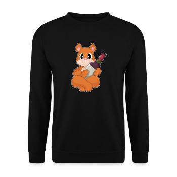 Bär Flasche Rotwein - Unisex Pullover - Schwarz - Vorne - Alina (178cm) & Michal (187cm)