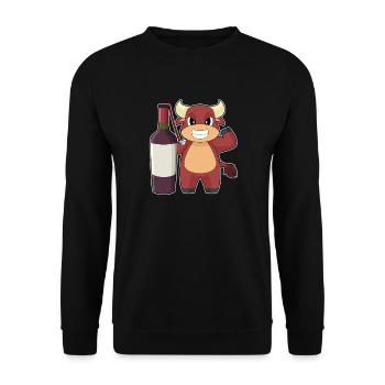 Stier Flasche Rotwein - Unisex Pullover - Schwarz - Vorne - Alina (178cm) & Michal (187cm)
