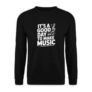C’est une bonne journée pour faire de la musique - Sweat-shirt Unisexe - noir - Devant - Alina (178cm) & Michal (187cm)