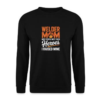 Welder Mom I Raised Mine Welder Heroes - Unisex Sweatshirt - black - Front - Alina (178cm) & Michal (187cm)