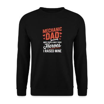 Mechanic Dad Heroes I Raised Mine Papa - Unisex Sweatshirt - black - Front - Alina (178cm) & Michal (187cm)
