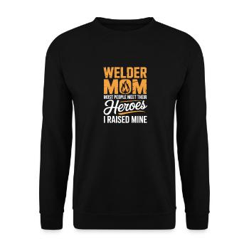 Maman soudeur, j’ai élevé la mienne, Schweißer murmure - Sweat-shirt Unisexe - noir - Devant - Alina (178cm) & Michal (187cm)