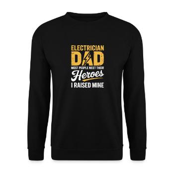 Elektriker Papa Electrician Dad I Raised Mine - Unisex Sweatshirt - black - Front - Alina (178cm) & Michal (187cm)