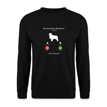 Australian Shepherd Is Calling I Must Go Dog Mom - Unisex Sweatshirt - black - Front - Alina (178cm) & Michal (187cm)