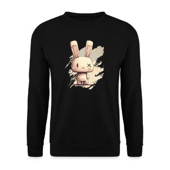 Un lapin mignon aux yeux X - Sweat-shirt Unisexe - noir - Devant - Alina (178cm) & Michal (187cm)
