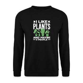 I like plants funny plant lovers - Unisex Sweatshirt - black - Front - Alina (178cm) & Michal (187cm)