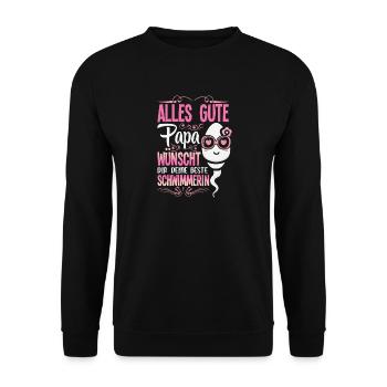 Alles Gute Papa wünscht dir dein bester Schwimmer - Unisex Pullover - Schwarz - Vorne - Alina (178cm) & Michal (187cm)
