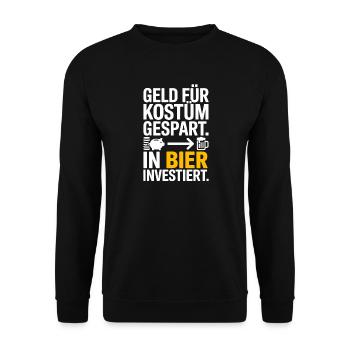 Carnival Money Saved for Costume Beer Booze Party - Unisex Sweatshirt - black - Front - Alina (178cm) & Michal (187cm)