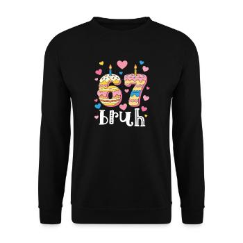 67 Geburtstag Donut Herzchen - Unisex Pullover - Schwarz - Vorne - Alina (178cm) & Michal (187cm)
