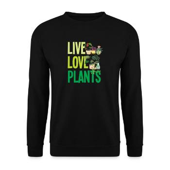 Live Love Plants Plant Lovers - Unisex Sweatshirt - black - Front - Alina (178cm) & Michal (187cm)