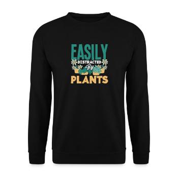 Facilement distraite par les amoureux des plantes - Sweat-shirt Unisexe - noir - Devant - Alina (178cm) & Michal (187cm)