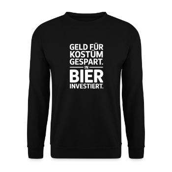 Carnival Money Saved for Costume Beer Booze Party - Unisex Sweatshirt - black - Front - Alina (178cm) & Michal (187cm)
