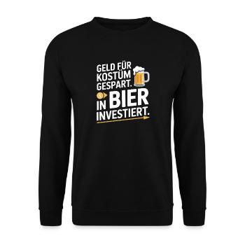 Carnival Money Saved for Costume Beer Booze Party - Unisex Sweatshirt - black - Front - Alina (178cm) & Michal (187cm)