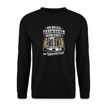 Carnival Disguised as a Tanker Truck Bachelor Party Costume Beer - Unisex Sweatshirt - black - Front - Alina (178cm) & Michal (187cm)
