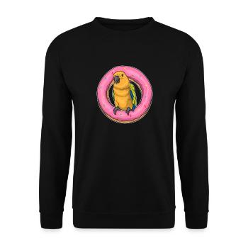 Papagei Donut - Unisex Pullover - Schwarz - Vorne - Alina (178cm) & Michal (187cm)