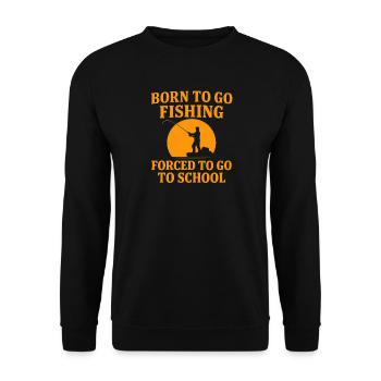 Né pour aller pêcher, forcé d’aller à l’école Pêcheur - Sweat-shirt Unisexe - noir - Devant - Alina (178cm) & Michal (187cm)