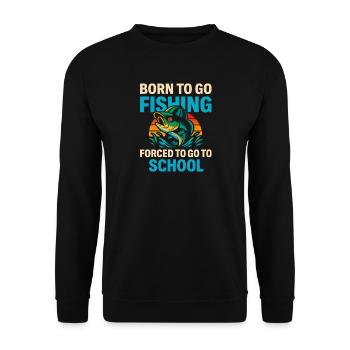 Né pour aller pêcher, forcé d’aller à l’école Pêcheur - Sweat-shirt Unisexe - noir - Devant - Alina (178cm) & Michal (187cm)