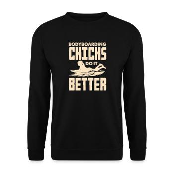 Surfing Surfboarder Bodyboarder - Unisex Sweatshirt - black - Front - Alina (178cm) & Michal (187cm)