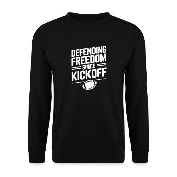Verteidigung der Freiheit seit Anpfiff - Unisex Pullover - Schwarz - Vorne - Alina (178cm) & Michal (187cm)