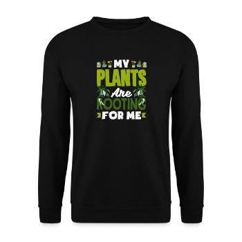 Mes plantes me soutiennent : un drôle de jeu de mots - Sweat-shirt Unisexe - noir - Devant - Alina (178cm) & Michal (187cm)