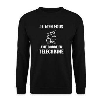 Je M'en Fous Télécabine - Sweat-shirt Unisexe - noir - Devant - Alina (178cm) & Michal (187cm)