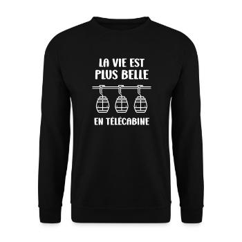 Das bessere Leben in der Gondel - Unisex Pullover - Schwarz - Vorne - Alina (178cm) & Michal (187cm)