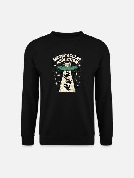 Funny Cat Alien Abduction  - Unisex Sweatshirt - black