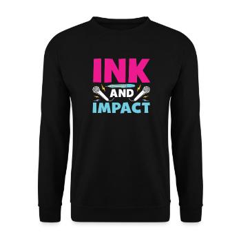 Poetry Slam Ink Und Impact Slam Poetry - Unisex Pullover - Schwarz - Vorne - Alina (178cm) & Michal (187cm)