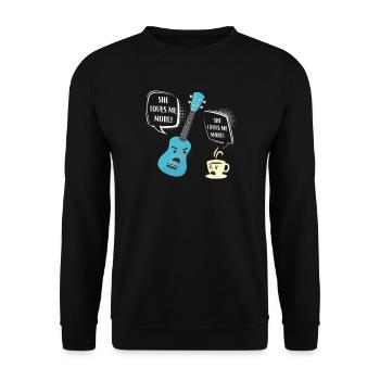 Hawaiian Ukulele Uke She Loves Me - Unisex Pullover - Schwarz - Vorne - Alina (178cm) & Michal (187cm)