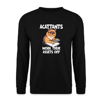 Lustige Buchhalter arbeiten ihr Vermögen ab - Unisex Pullover - Schwarz - Vorne - Alina (178cm) & Michal (187cm)