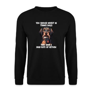 Lustiger Buchhalter investiert in Tennisbälle - Unisex Pullover - Schwarz - Vorne - Alina (178cm) & Michal (187cm)