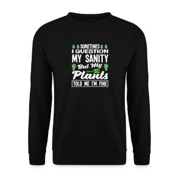 Frage Meine Vernunft Pflanzenliebhaber - Unisex Pullover - Schwarz - Vorne - Alina (178cm) & Michal (187cm)