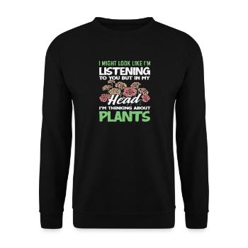 Je pense aux plantes, jardinier drôle - Sweat-shirt Unisexe - noir - Devant - Alina (178cm) & Michal (187cm)