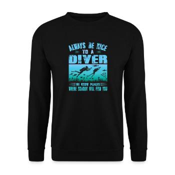 Diver Saying Funny Gift Scuba Diver Outfit - Unisex Sweatshirt - black - Front - Alina (178cm) & Michal (187cm)