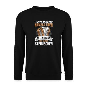 Steirische Ziehharmonika Harmonika Quetschn - Unisex Pullover - Schwarz - Vorne - Alina (178cm) & Michal (187cm)