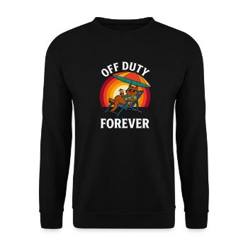 Ich bin im Ruhestand, du bist keine Retro-Urlaubskatze. Lustig. - Unisex Pullover - Schwarz - Vorne - Alina (178cm) & Michal (187cm)