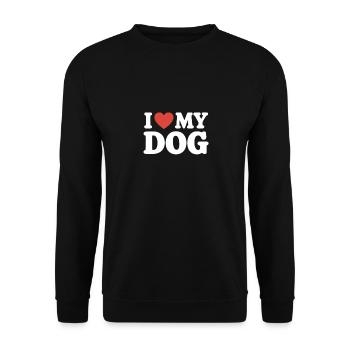 Ich liebe meinen Hund - Unisex Pullover - Schwarz - Vorne - Alina (178cm) & Michal (187cm)