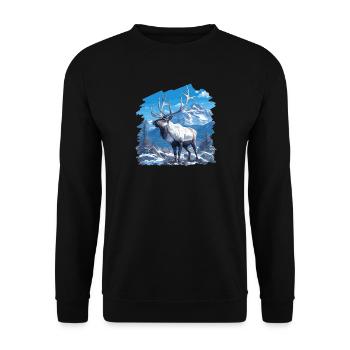 Rentiere Rentier - Unisex Pullover - Schwarz - Vorne - Alina (178cm) & Michal (187cm)