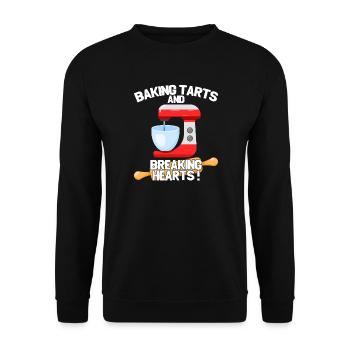 Torten backen und Herzen brechen - Unisex Pullover - Schwarz - Vorne - Alina (178cm) & Michal (187cm)