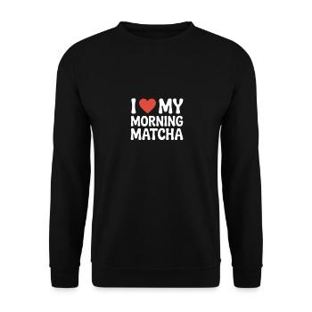 I love my Morning Matcha - Unisex Sweatshirt - black - Front - Alina (178cm) & Michal (187cm)
