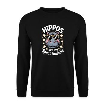 Hippopotamus Sayings Hippopotamus Joke Hippopotamus Gift - Unisex Sweatshirt - black - Front - Alina (178cm) & Michal (187cm)
