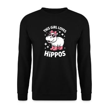 Hippopotamus Sayings Hippopotamus Joke Hippopotamus Gift - Unisex Sweatshirt - black - Front - Alina (178cm) & Michal (187cm)