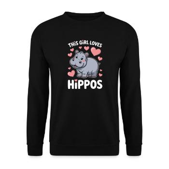 Hippopotamus Sayings Hippopotamus Joke Hippopotamus Gift - Unisex Sweatshirt - black - Front - Alina (178cm) & Michal (187cm)