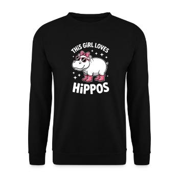 Hippopotamus Sayings Hippopotamus Joke Hippopotamus Gift - Unisex Sweatshirt - black - Front - Alina (178cm) & Michal (187cm)